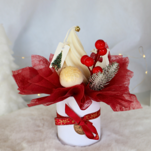 Bouquet de cire de Noël rouge et blanc – Fait main en France
