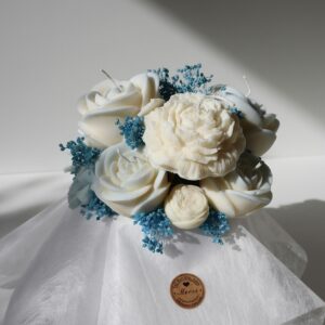 Bouquet de cire parfumée fleur de coton – Fleurs en cire artisanales – Cadeau original fait main à Lyon