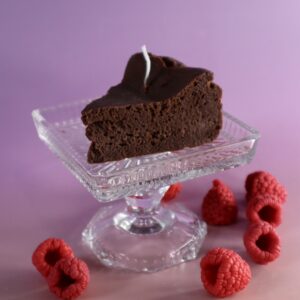 Bougie gourmande part de gâteau au chocolat – Bougie dessert réaliste